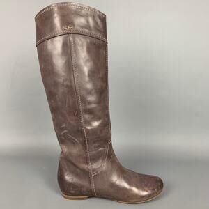 CHLOE Size 8.5 Brown Leather Contrast Stitch Knee High Julie Boots